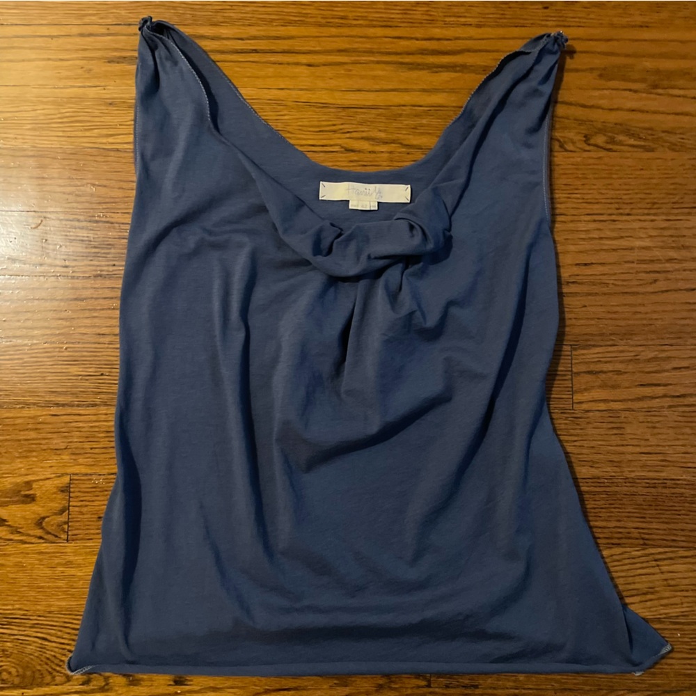 Hanii Y. Blue Cowl Neck Tank Top Sleeveless Blouse